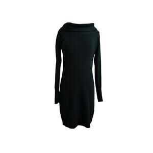 Nicole Miller Merino Wool Off Shoulder Cowl Neck Long Sleeve Knit Sweater Dress